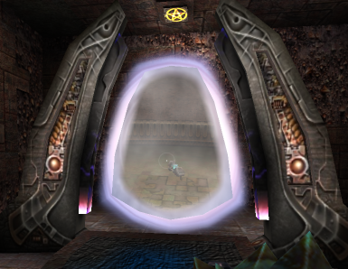 Quake3 Q3DM7 see-through teleport portal